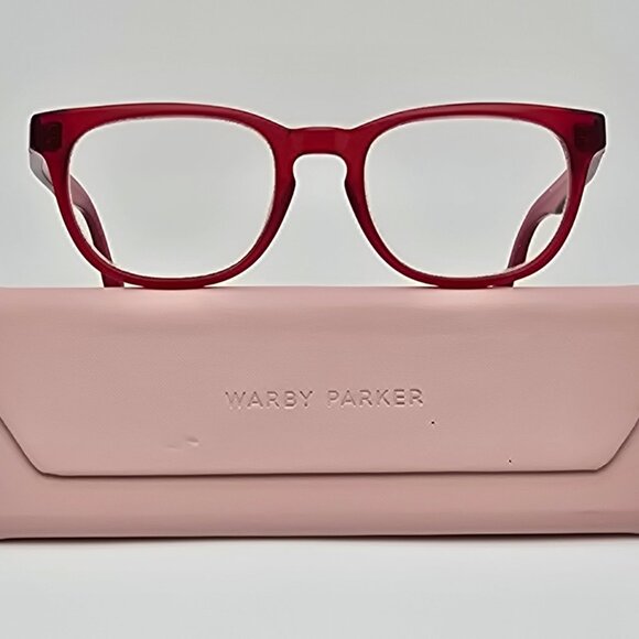 Warby Parker Preston 613 Maraschino Cherry Red Eyeglasses Frame w Case 49-20-140 - Picture 1 of 15